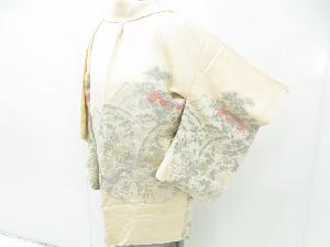 リサイクル　羽織　一つ紋入り　絵羽柄　金属糸　遠山に寺社風景文